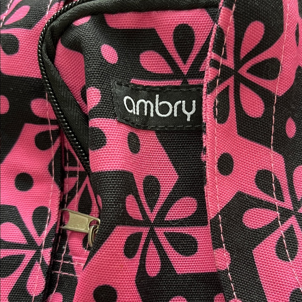 Ambry Rope Sling Bag Pink Black Floral Geometric Print - Picture 2 of 10